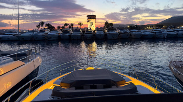 The flybridge on board.