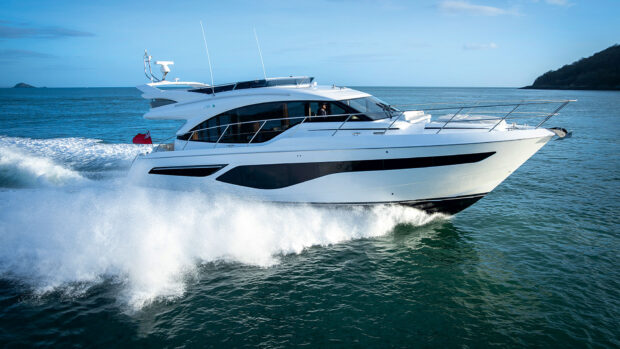 A motor yacht in the water