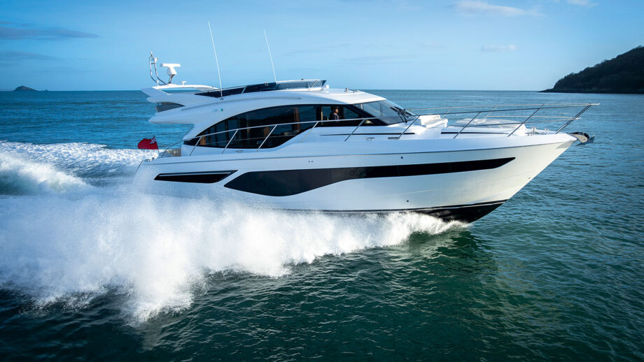 A motor yacht in the water