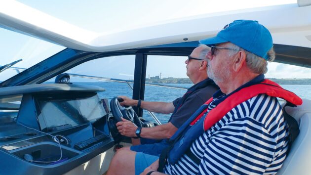 Colin and David en route back to Guernsey after a fascinating tour of
Southern Brittany