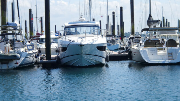 The finger mooring in Roscoff was the perfect size for Colin’s Princess V50
