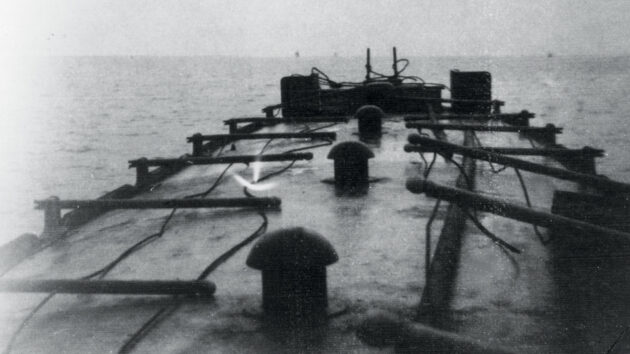 Malaya crossing The Wash in summer 1938 – quite an undertaking in a boat designed for sheltered inland waterways  