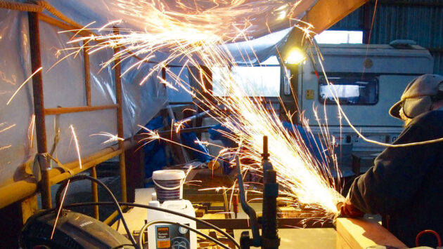 Sparks fly as the restoration begins.