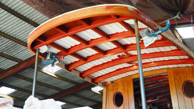 Newly rebuilt foredeck overhang