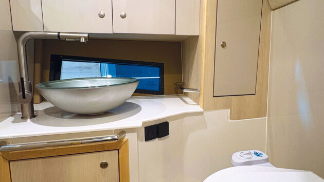 The two cabins share a single heads