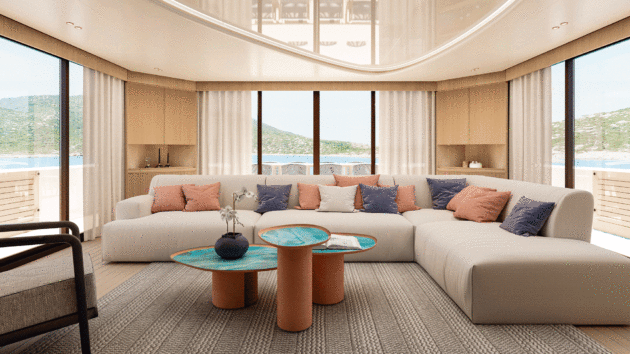 Sliding windows enable you to open up the main deck saloon