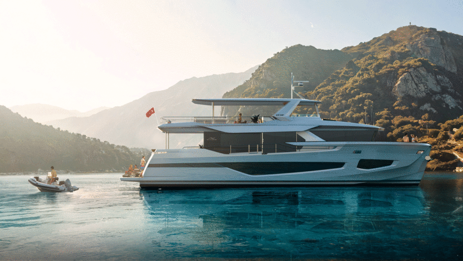 Render of the boat at anchor