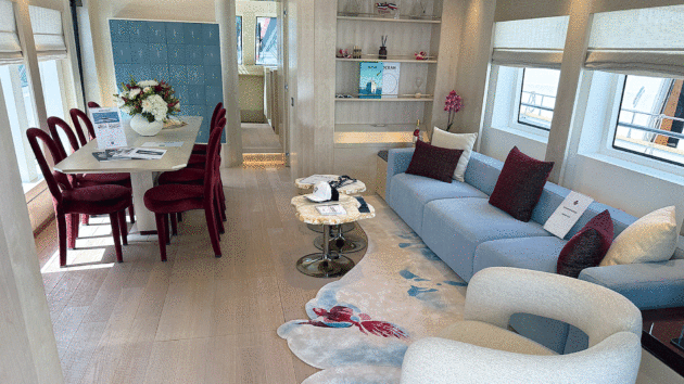 Richly furnished saloon is perfect for relaxed socialising