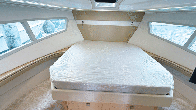 The forward owner’s cabin is very bright and modern