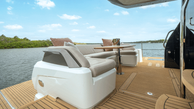 The dinette on the boat
