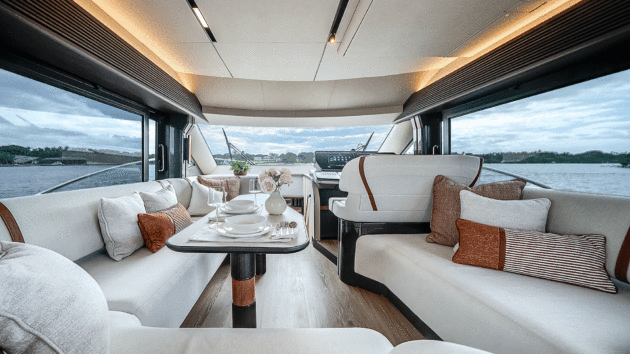 The upper saloon’s sliding windows enable you to open that up too