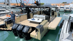 New Forte Yachts 47: Boat with the longest folding platforms we’ve seen on a 47ft Med cruiser