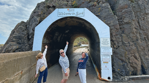 A tunnel through the rocks in Sark’s tiny harbour