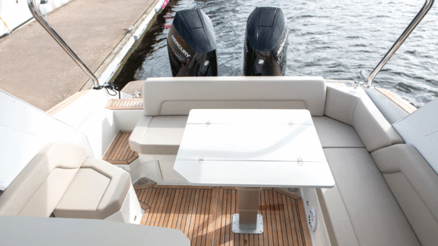 The sociable cockpit seating hides oceans of storage 
