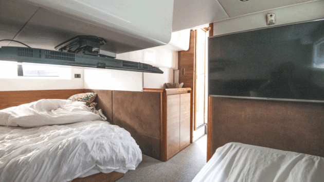 The three-bed mid-cabin is designed 
primarily for youngsters