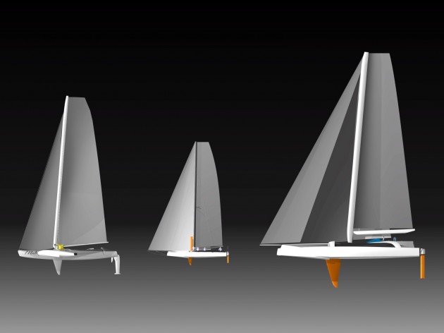 Hydroptere, scale test boat and Hydroptere Maxi