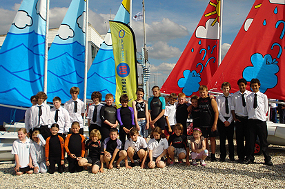 Youngsters with the sails at the Queen Mary OnBoard festival