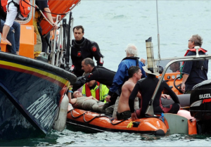 RNLI rescues Holly Walsh after Worthing Birdman jump
