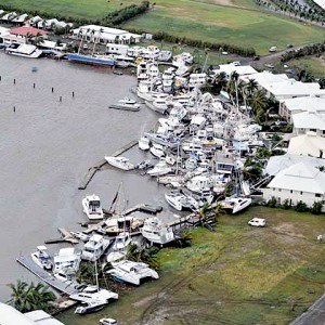 Boats smashed by Queensland cyclone