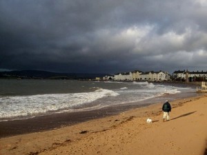 Exmouth seafront just before heavy rain