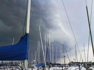 Storm covers sailboats