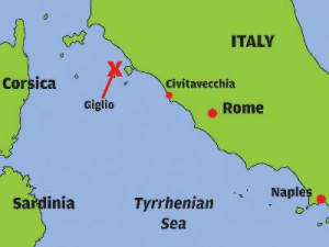 Italy cruise ship crash map