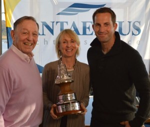 Sir Ben receiving the award from YJA chairman Bob Fisher and Lady Pippa Blake