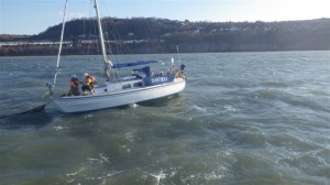 ew Quay RNLI lifeboats assist yacht in wintery conditions. Credit- RNLI:New Quay