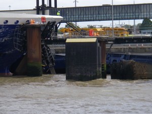 Harwich ferry blown onto pontoon