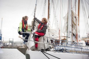 Sue Dawson and skipper Sue Gerry on the Tall Ships Challenger on day two of the PSP Southampton Boat Show.credit-onEdition.jpg