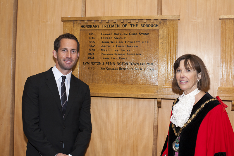 Sir Ben Ainslie with the mayor Cllr Anna Rostand