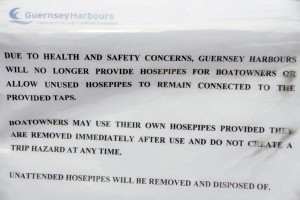 A notice put up by Guernsey Harbours to all boatowners 12-11-13. Credit: Tony Rive
