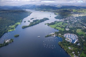 An aerial image of Lake Windermere
