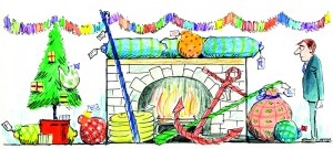 Mike Peyton nautical Christmas presents cartoon