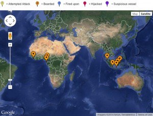 IMB Piracy & Armed Robbery Map 2014