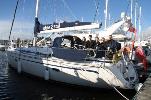 The 3 LightHouse Challenge team on board the able2sail yacht