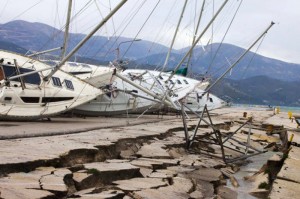 EarthqGreek earthquake damage in Kefalonia. Credit: AP Photo/Nikiforos Stamenisuake