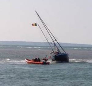 Yacht aground on Goodwin Sands. Credit- RNLI/Phil Mace.jpg