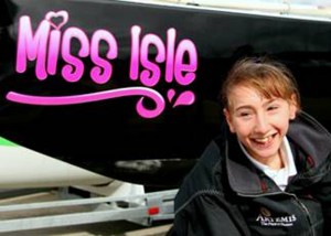 Natasha Lambert with her boat Miss Isle Too
