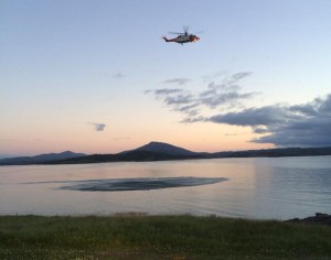 Downdraft from Rescue 118 in Sheephaven Bay. Credit Mulroy Coast Guard