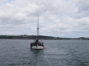 Sailing vessel Ruth being towed into Falmouth Harbour  17-07-2014  Credit- RNLI