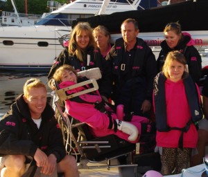 All smiles in Swansea - Natasha Lambert and support team after Miss Isle completed final sailing leg of Sea and Summit challenge on Tuesday (19 August 2014)