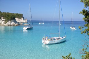 Yachts at anchor in Greece