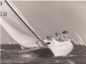 David Thomas,his wife Trudi and sons Richard and Peter sailing the family Sonata Piccolo in Cowes Week in late 70s. Credit: Peter Poland