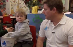 Freddie Simpson drawing the Bart's Bash competition winners