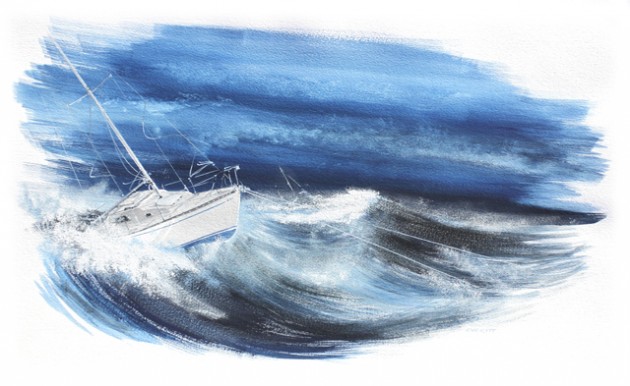 Dick Everitt artwork 13. "Total Loss". Approx size: 37.5 x 56cm.