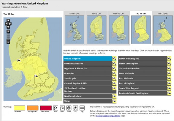 The Met Office weather warning.
