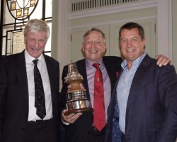 Nick Davis (right) with 2013 award winner Rev. Bob Shepton and Bob Fisher, Yachting Journalists’ Association chairman.