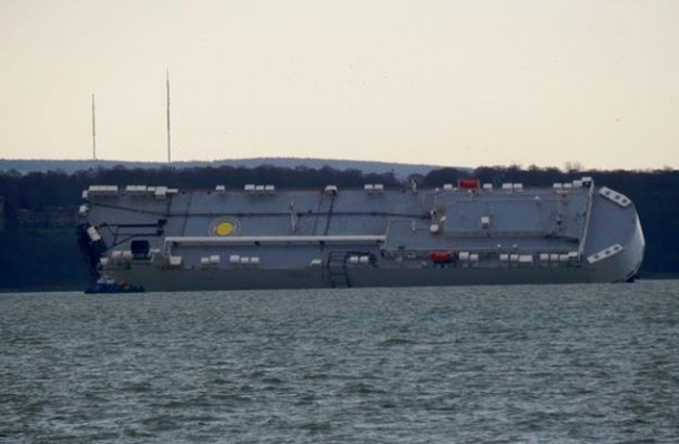 Höegh Osaka in its new location near Spitbank, in the eastern Solent. Credit: Jon Foster