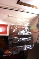 A vinyl screen protects the electronics from rogue waves, and attaches with Velcro